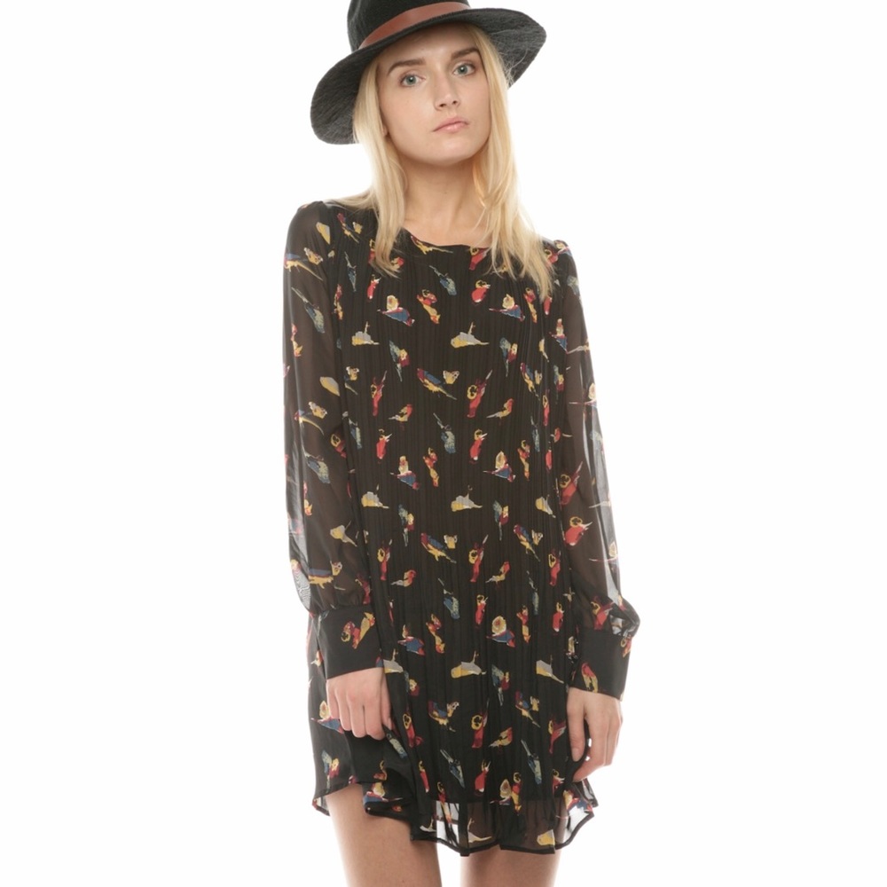 Mina UK Ophelia Pleated Sheath Bird Dress